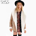 New Fashion Sheep Velvet Big Collar Autumn Spring chaqueta cuero veste en cuir femme Fleece inside