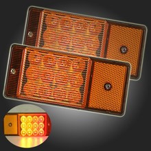 2x Amber/Red Light 12-LED Side Marker Turn Signal Light Indicator Lamp
