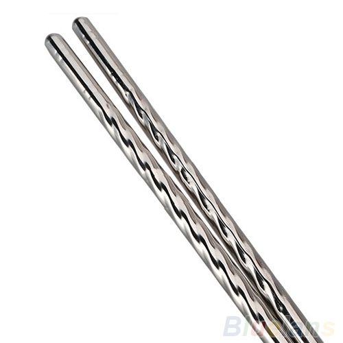 2 Types Chinese Style Thread Stylish Non slip Design Stainless Steel Chop Sticks Chopsticks Environment Hollow