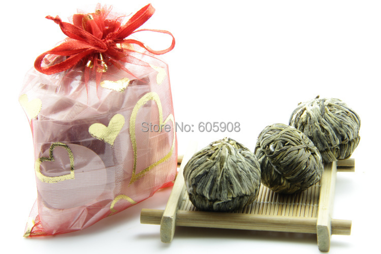 6PCS Two Gragon Play Pearl Blooming Flower Tea*Artistic Tea With Label And Gift Bag