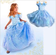 2015 Girls Cinderella Princess Dress Kids Girl Movie cosplay costume,custom made Fairy Tail fancy Performances dress,Fantasia