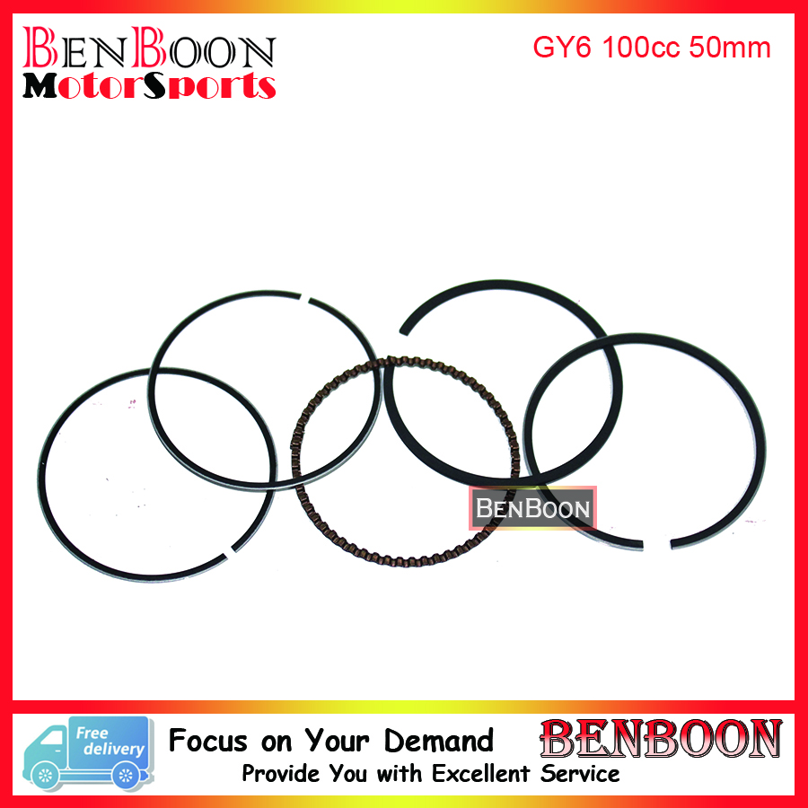 font b GY6 b font 100cc 50mm PISTON RING SET 4T 139QMB Chinese Scooter Parts