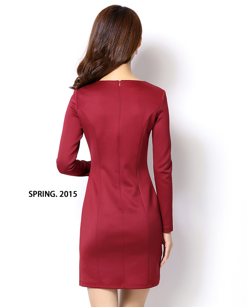 Plus Size New Autumn Women dress Slim Full Sleeve Ol Commuter Accept Waist Dresses Purple Black Wine Red 9047 -25