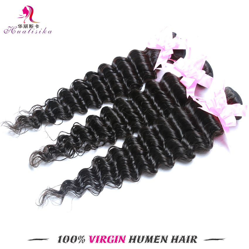 6A Unprocessed Peruvian Deep Wave 3 Bundles Queen Hair Virgin Peruvian Hair Bundles Deep Curly Top Deep Curly Hair Extensions 1B