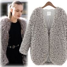 2016 spring and autumn and winter fashion European style warm wool cardigan coat lamb circle in the long grass leather coat