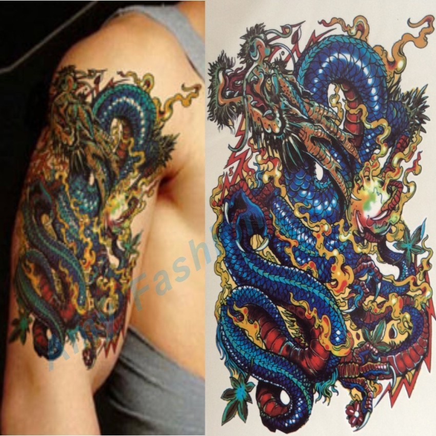 Waterproof Large Temporary Tattoo Stickers Men Arm Leg Fake Transfer Tattoo Dragon Lion Sexy Products Tatuagem