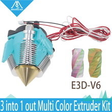 HOT!Reprap 3D Printer Diamond Hotend Multi Color Hot End 3 IN 1 OUT Extruder, Prusa I3 Extruder kit, 0.4mm/ 1.75mm