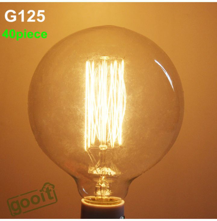 220V Incandescent Vintage Bulb E27 40W Retro Edison Style Light Bulbs G125 tungsten lamp Wholesale Price 40piece