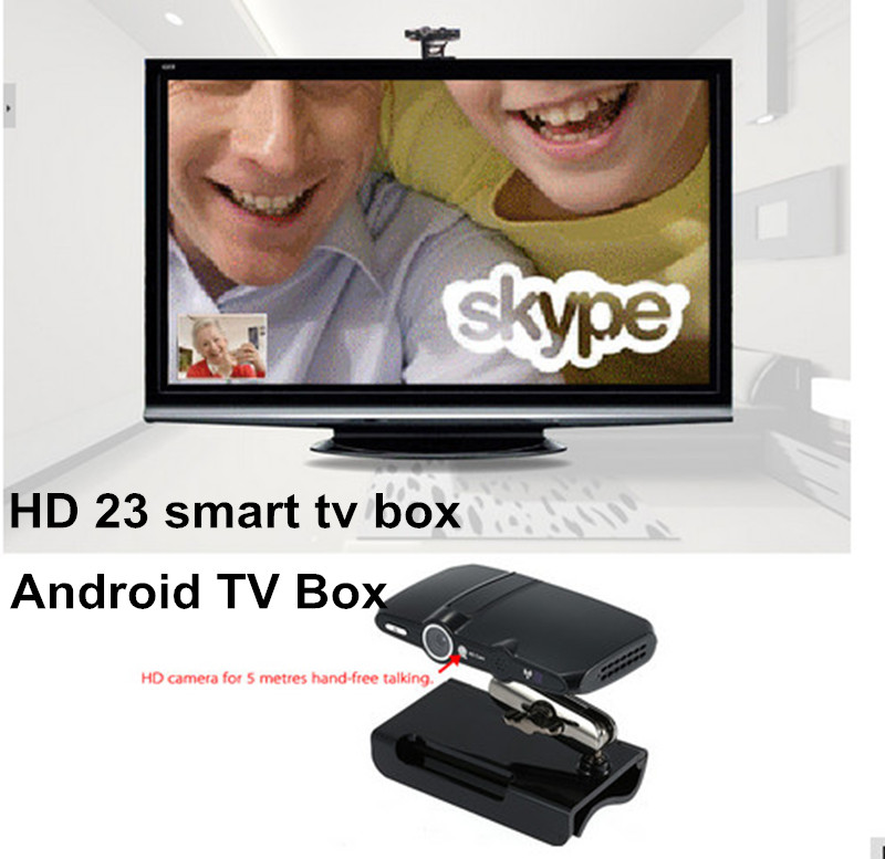 HD23 smart TV box 5.0MP and Mic Android TV camera HDMI 1080P 1GB/8GB android 4.4 skype Google Android TV box HD23 media player