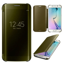 Luxury Clear View Mirror Screen Flip Leather Smart Case For Samsung GALAXY S6 G9200 for S6 Edge G9250 Phone Bags Cover