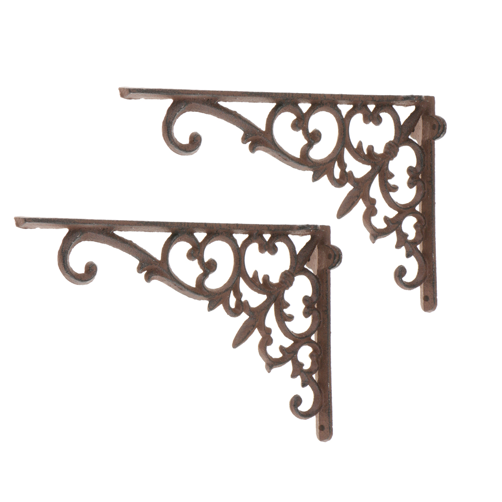 2pcs Cast Iron Antique Style Brackets Garden Braces Rustic Shelf Bracket