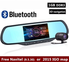 5.0″Touch Dual Cam Car DVRS with 1GB RAM 8GB ROM WiFi FM GPS Navigation Bluetooth Car Kits Car Mirror Android Cameras