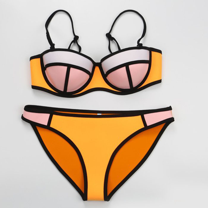 2015 New Fashion Sexy Women Swimsuit Neoprene Bikini Triangl Top Quality Vintage Push Up Biquini Bath Suit Free shipping (6)