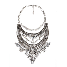 2016 Hot Sale Crystal Maxi Necklace High Quality Vintage Jewelry Multilayer Beads Statement Necklaces Pendants Love