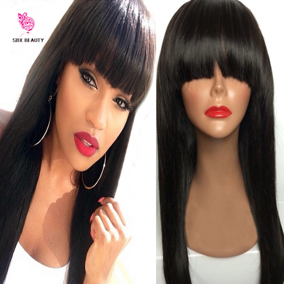 Black Human Hair Wig With Bangs Hair And Wigs