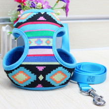 Free Shipping Adjustable Soft Mesh Fabric Padded Dog Harness Tartan Puppy Pet Lead Leash Pet Product Supplies