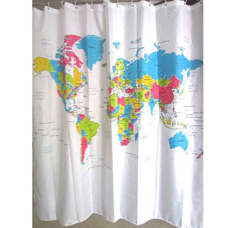World map shower curtain
