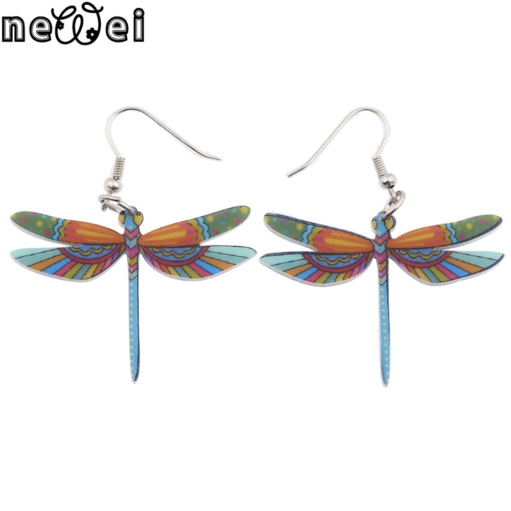 Newei Drop Dragonfly Earrings Jewelry Long Dangle Earring Acrylic Pattern Fashion For font b Women b