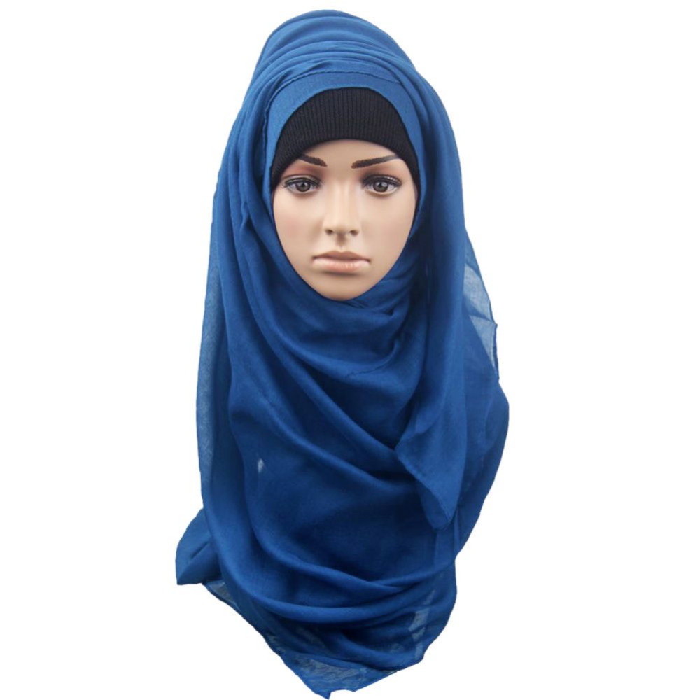 14 Colors Solid Color Islam Muslim Headband Turban Scarves Women Instant Hijab Long Shawl Head 1233