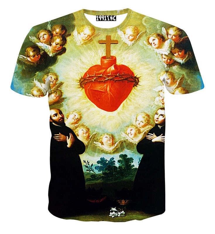 New Angel 3D Print T shirt Bible Cotton Tee Shirts Short Sleeve Heart Casual Homme Loose
