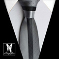 TOP Luxury Skinny Tie NEW Designers Novelty Necktie Silver with Black Dots Stripes High Quality Woven
