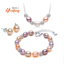 Pure Pearl Jewellery Set Earrings and Pendant Occasion Pearl Jewellery Units for Ladies Flower Zircon Water-Drop Pearl Jewellery