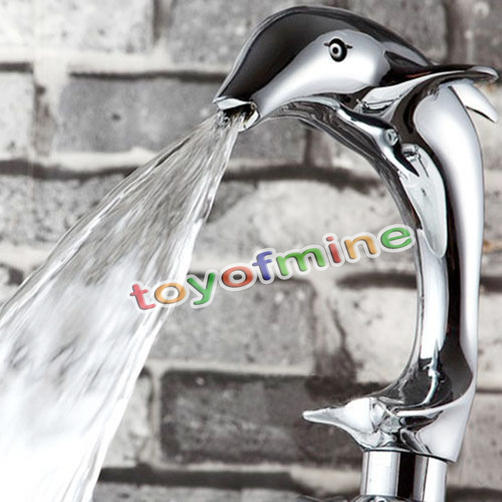 Купить Дельфин форму двойной ручкой Ванная раковина смесители хром ...