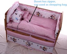 Promotion! 10PCS Mickey Mouse baby cribs for mickey mouse print bedding sets,baby care bed (bumpers+matress+pillow+duvet)