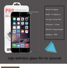 Explosion-proof HardnessTempered Glass Screen Protector for iPhone 6 6s arc 0.3mm Ultra Thin 4.7inch +Retail Box Package