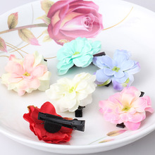 Hot Sale Summer Style Fabric Wraped Clip Barrettes Flower Children Hair Accessories Beauty Hairpins Baby Hair Clips