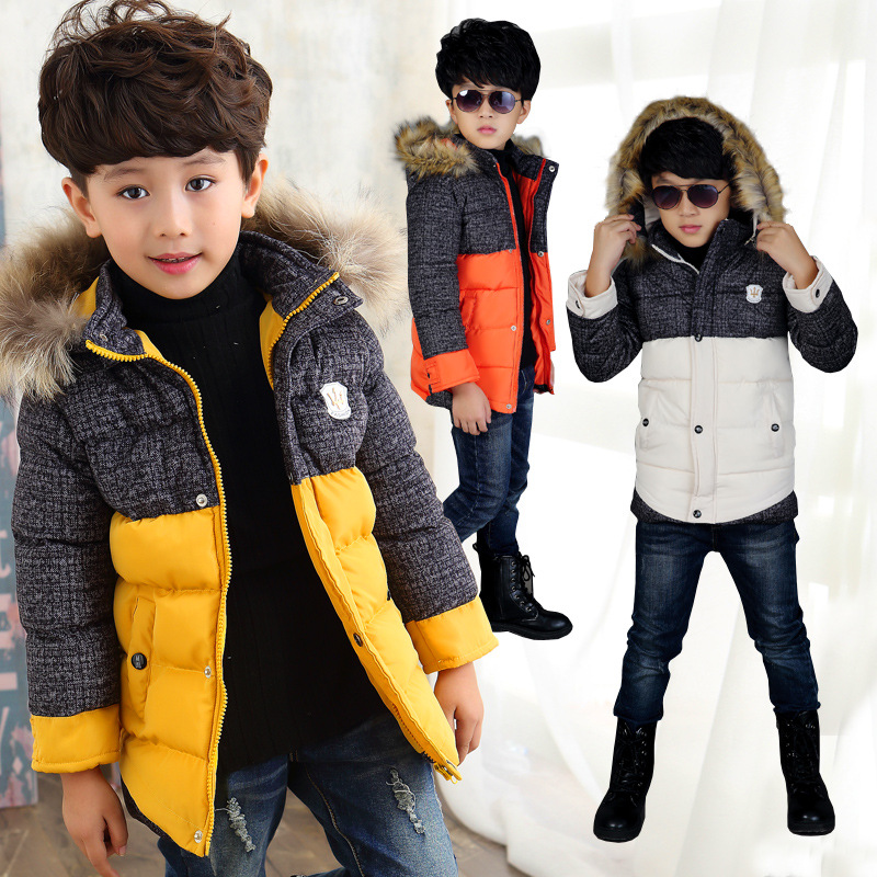 Boys Winter Coat Jacket Thicken Fur Collar Overcoat Boys Clothes Teenage abrigos children's winter jackets Clothing Kids Clothes