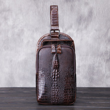 Genuine Pressure Crocodile Bag chest pack Men Leather Business Briefcase Men s Travel Bag Shoulder mobile