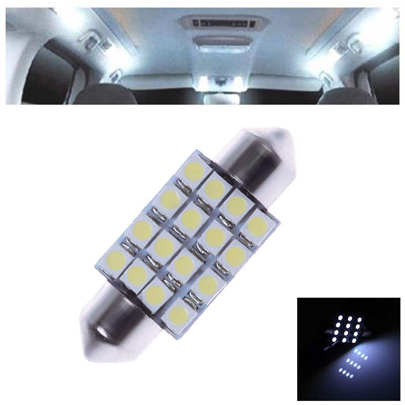 2x 36MM 16 SMD 3528 Car Interior Dome Festoon LED Light Bulbs Lamp White 12V 57211