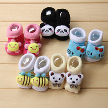 2015 cotton cartoon baby socks for new born children boys and girls kids shoes slippers anti skid Autumn and winter 0-18Month
