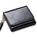 Short Cowhide Wallet Women Fashion Patent Leather Tassel Ornament Tri fold Thin Purse High Quality Designer