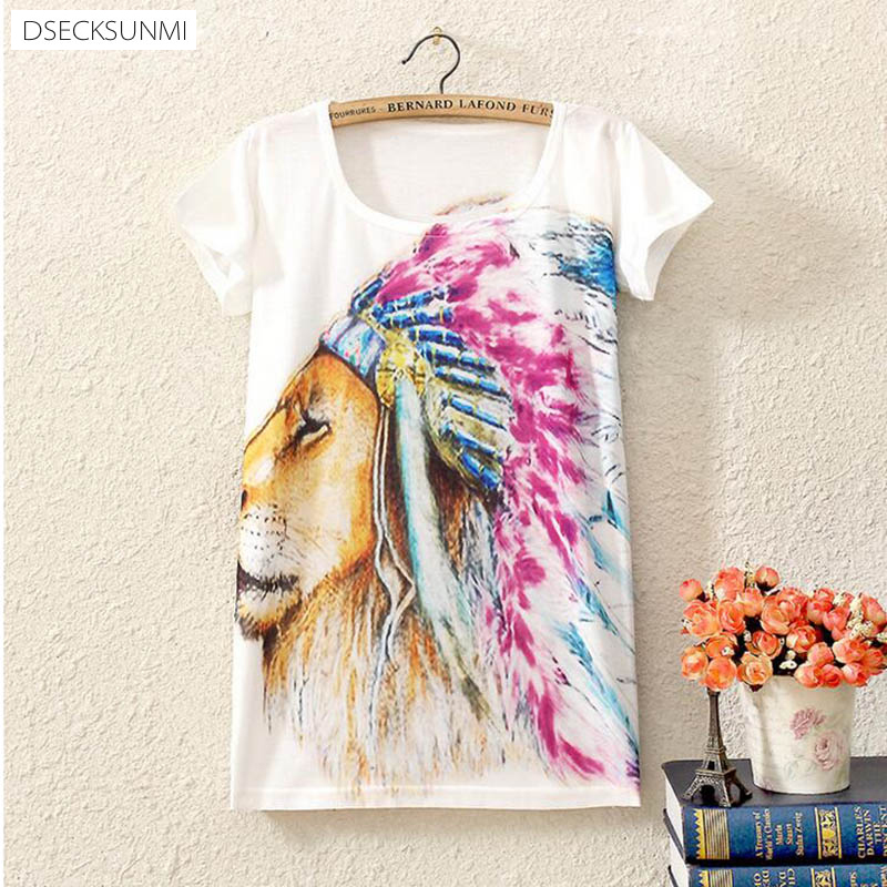 2016 Brand New Polyester T Shirt Women Short Sleeve t shirt o neck Causal loose print