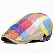 Caps Colorful Plaid Cotton Berets Hats Unisex Summer Sports Berets Caps For Men Women