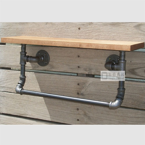 Amerikanischen Industrie LOFT Stil Holz Wandregal, Schmiedeeisen Wand