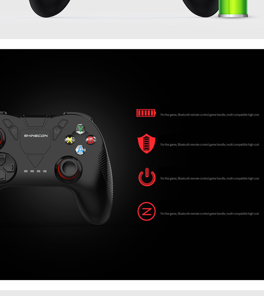 shinecon portable non slip bluetooth wireless game handle remote