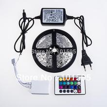 Hot sell! RGB Non-Waterproof 5M 3528 Led Strip Flexible Light 60led/m 300 LED SMD DC12V+24key remote+ 2A adapter free shipping
