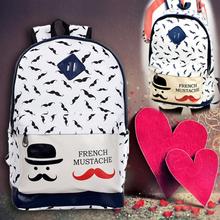 Lovely Cartoon Moustache Women’s Canvas Travel Satchel Shoulder Bag Backpack Girl School Rucksack#HW03074