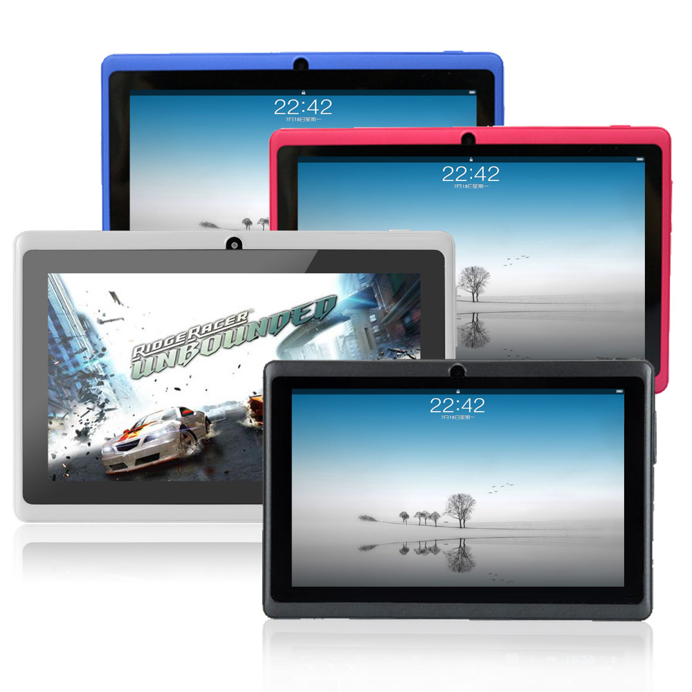 Free Shipping 5 color Yuntab 7 inch Android Tablet Q88,1024*600 A33 Quad Core 512MB+8GB Dual Camera, Supports WIFI 3G External