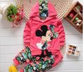 new 2015 autumn winter baby girls clothes set casual flower patchwork mouse pattern kids clothes suit