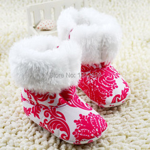 2015 Warm Winter Baby Girls Ankle Snow Boots Infant Shoes Red Antiskid Baby Shoes First Walkers