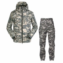 Outdoor Lurker Shark skin SoftShell Tactical Men Army Jacket Waterproof Hunting Clothing Set Military Jacket+Pants suit Uniform