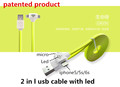 2 in 1 led usb cable Charging and data sync Applicable to otg cable usb micro