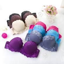free shipping hearing spring 3 4 cup polyester push up bras lace patchwork sexy underwear bra