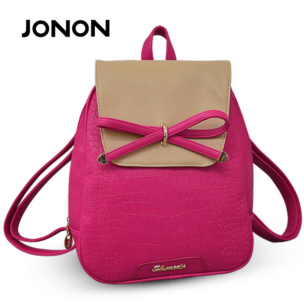 Фотография JONON backpack women PU leather backpack school bags for teenagers backpacks for teenage girls bow backpack women bags designer