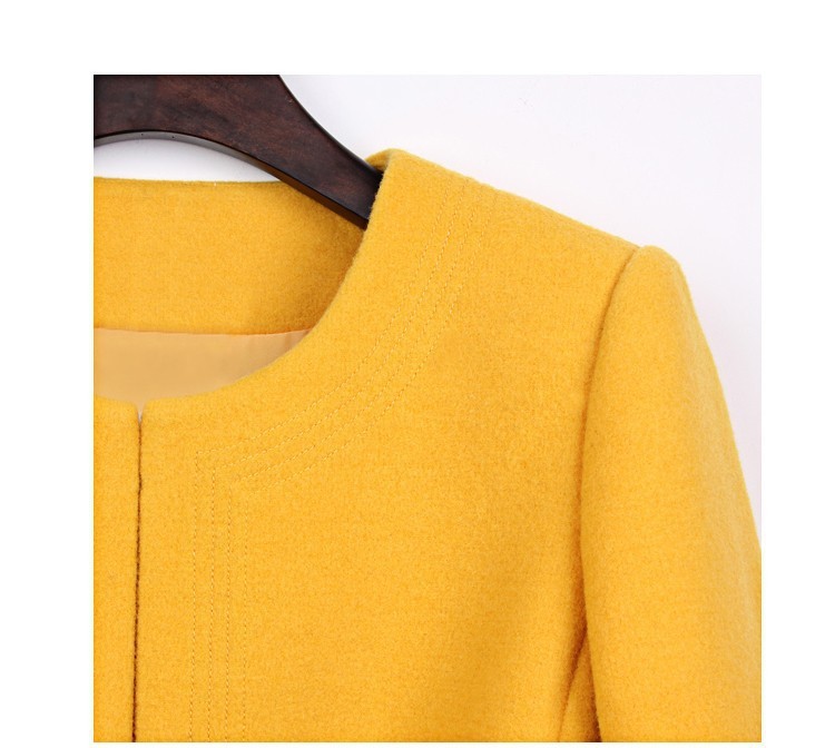 Women Woolen Slim Jacket Winter Coat Plus Size Female Long Sleeve Round Neck Bowknot Warm Fashion Overcoat (11)