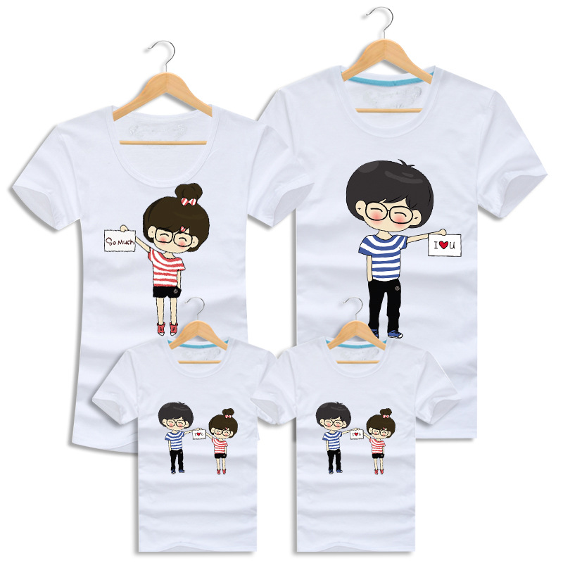 I Love U Cotton T Shirts Short Sleeve Couple Camisetas Lovers Clothes font b Family b